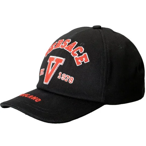 Versace★素敵!Red V Logo Print Black Baseball Cap Versace | Accessories | Versace Red V Logo Print Black